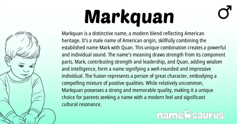 Infographic about Markquan name meaning, Markquan is a name from American origin(s).