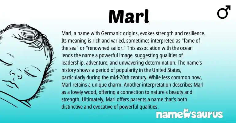 Infographic about Marl name meaning, Marl is a name from English, Germanic origin(s).