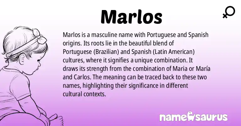 Infographic about Marlos name meaning, Marlos is a name from Portuguese (Brazilian), Spanish (Latin American) origin(s).