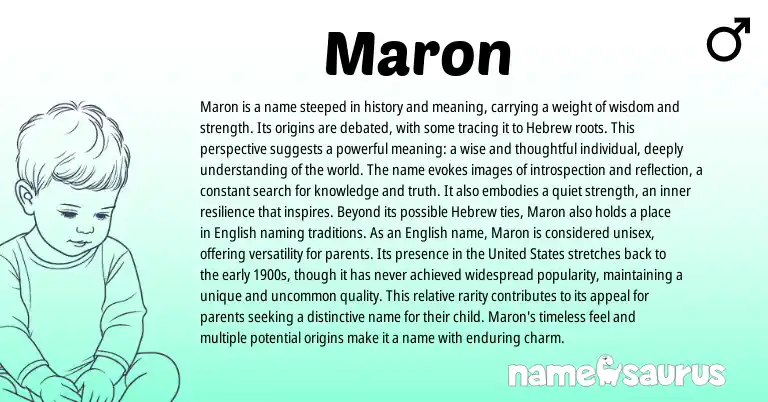 Infographic about Maron name meaning, Maron is a name from Hebrew origin(s).
