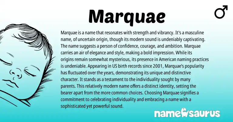 Infographic about Marquae name meaning, Marquae is a name from Other origin(s).