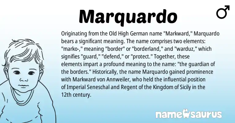 Infographic about Marquardo name meaning, Marquardo is a name from Old High German origin(s).
