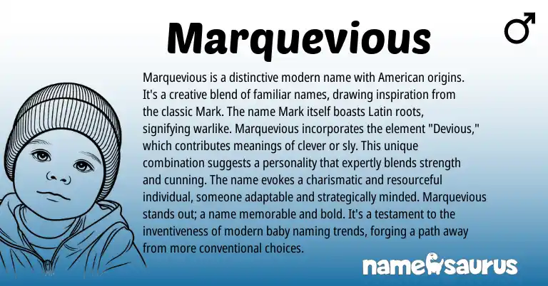 Infographic about Marquevious name meaning, Marquevious is a name from Latin origin(s).