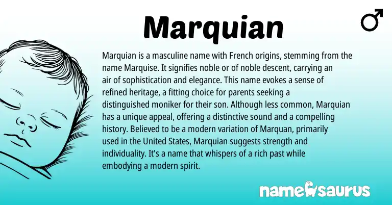 Infographic about Marquian name meaning, Marquian is a name from French origin(s).