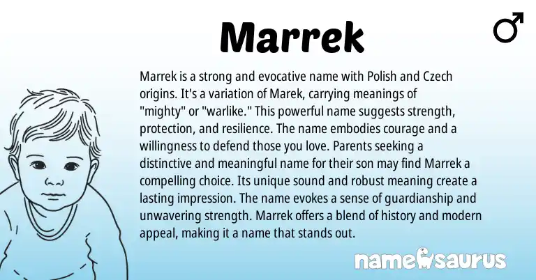 Infographic about Marrek name meaning, Marrek is a name from Polish origin(s).