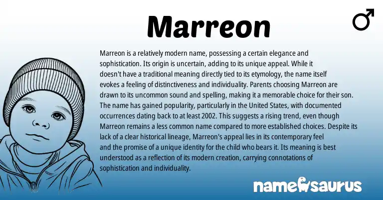 Infographic about Marreon name meaning, Marreon is a name from Other origin(s).