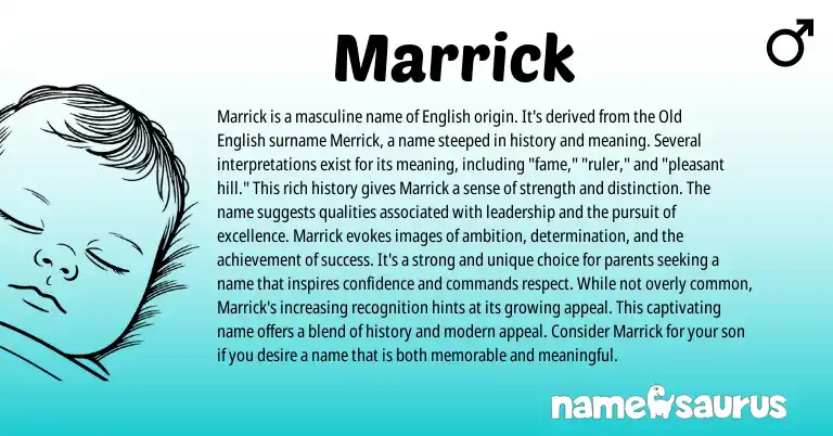 Infographic about Marrick name meaning, Marrick is a name from English origin(s).