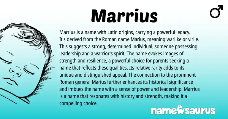 Infographic about Marrius name meaning, Marrius is a name from Latin, Roman origin(s).