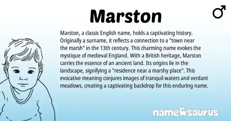 Infographic about Marston name meaning, Marston is a name from English, British, England origin(s).