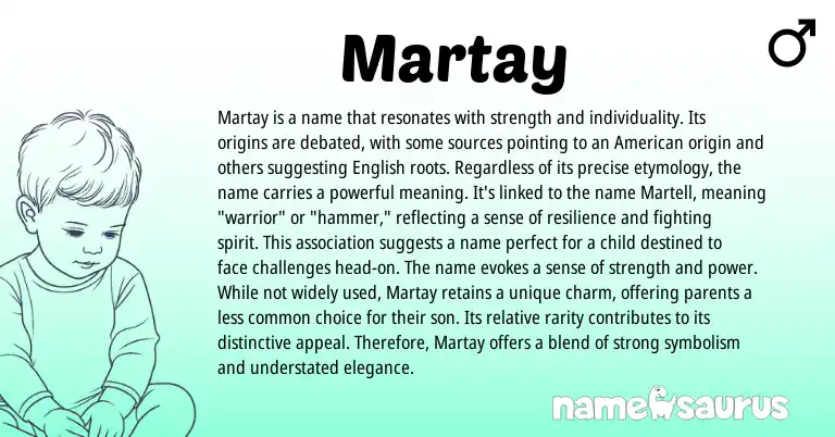 Infographic about Martay name meaning, Martay is a name from English, American origin(s).