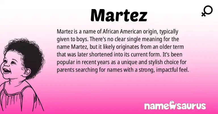 Infographic about Martez name meaning, Martez is a name from African American origin(s).