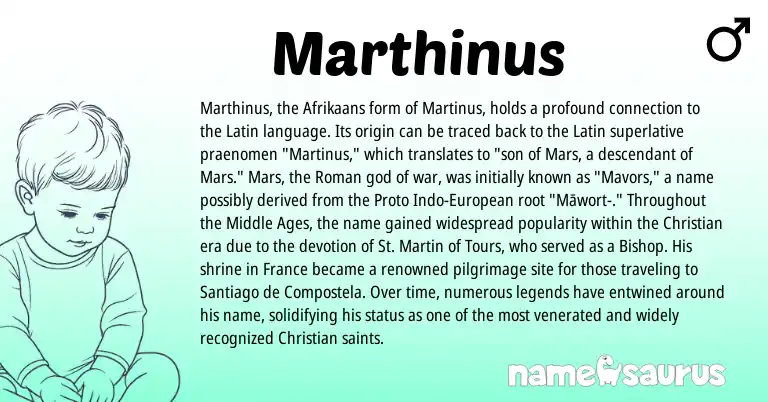 Infographic about Marthinus name meaning, Marthinus is a name from Roman, Afrikaans, Latin, European origin(s).