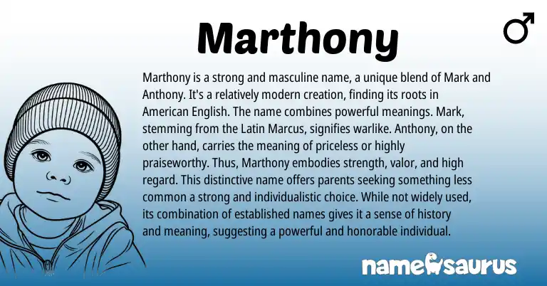 Infographic about Marthony name meaning, Marthony is a name from Latin origin(s).