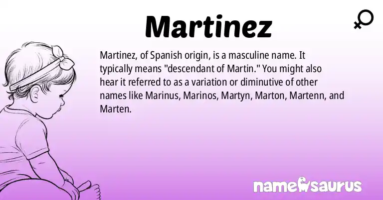 Infographic about Martinez name meaning, Martinez is a name from Spanish origin(s).