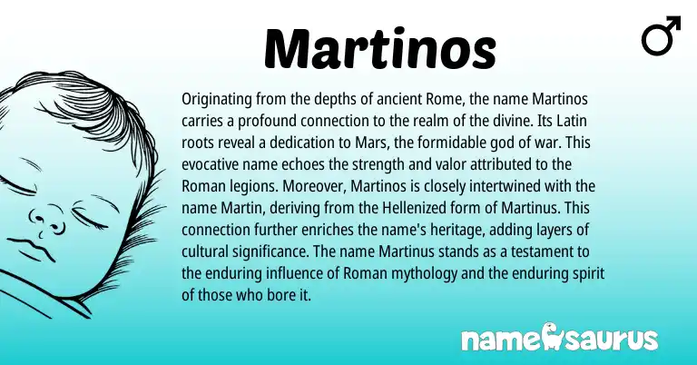 Infographic about Martinos name meaning, Martinos is a name from Roman, Latin origin(s).