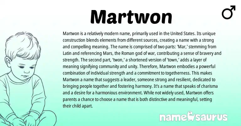 Infographic about Martwon name meaning, Martwon is a name from Latin, English, Roman origin(s).