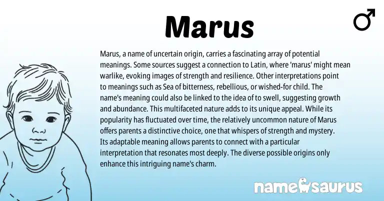 Infographic about Marus name meaning, Marus is a name from Hebrew, Latin origin(s).