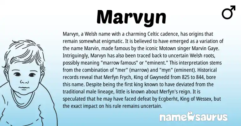Infographic about Marvyn name meaning, Marvyn is a name from Welsh, Celtic origin(s).