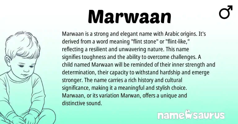Infographic about Marwaan name meaning, Marwaan is a name from Arabic origin(s).