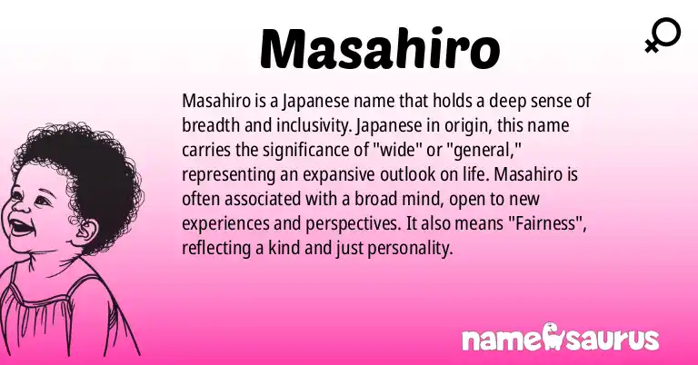 Infographic about Masahiro name meaning, Masahiro is a name from Japanese origin(s).