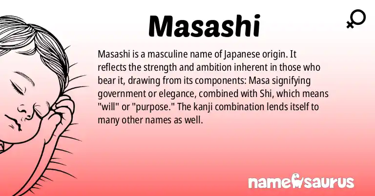 Infographic about Masashi name meaning, Masashi is a name from Japanese origin(s).