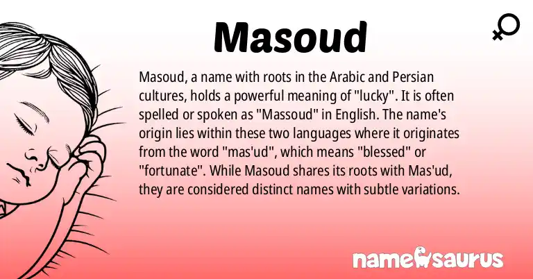 Infographic about Masoud name meaning, Masoud is a name from Arabic, Persian origin(s).