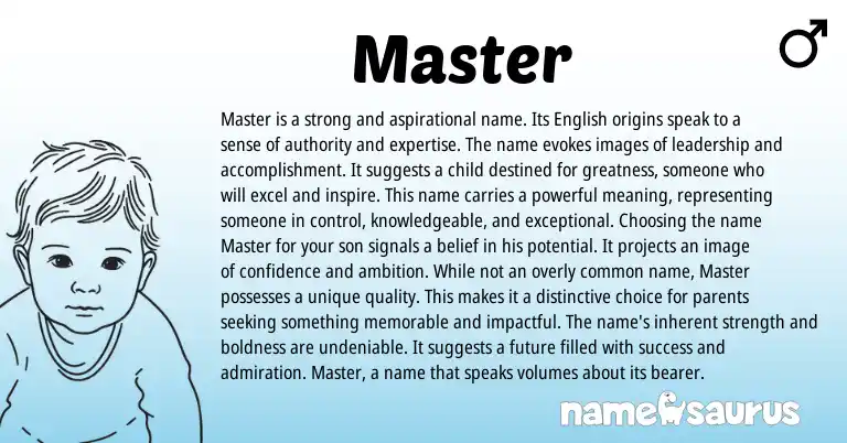 Infographic about Master name meaning, Master is a name from English origin(s).