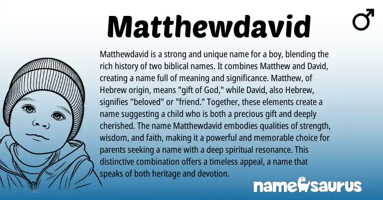 Infographic about Matthewdavid name meaning, Matthewdavid is a name from English, Biblical origin(s).