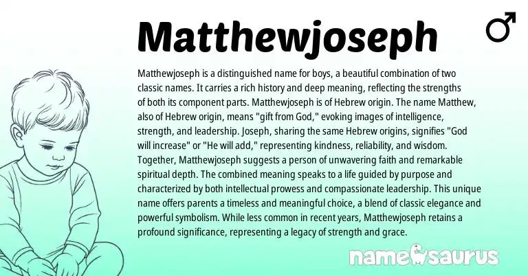 Infographic about Matthewjoseph name meaning, Matthewjoseph is a name from Hebrew, Biblical origin(s).