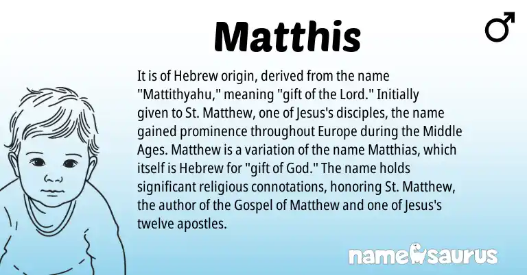 Infographic about Matthis name meaning, Matthis is a name from Hebrew origin(s).