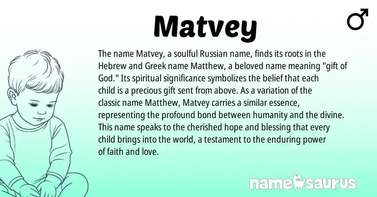 Infographic about Matvey name meaning, Matvey is a name from Russian, Hebrew, Greek origin(s).