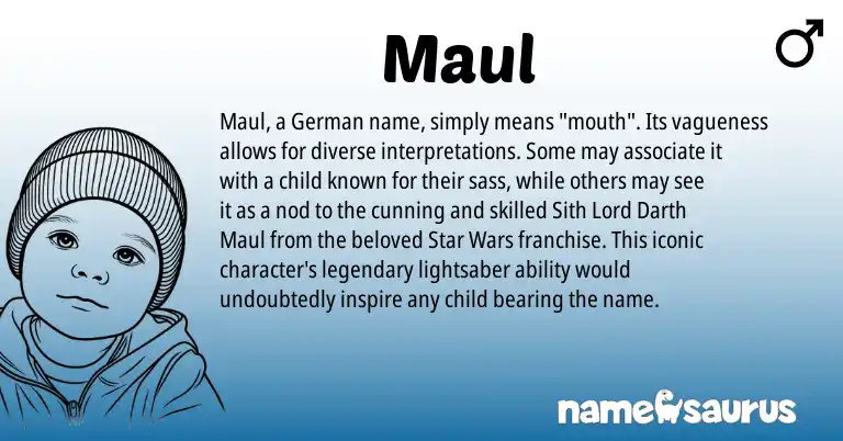 Infographic about Maul name meaning, Maul is a name from German origin(s).