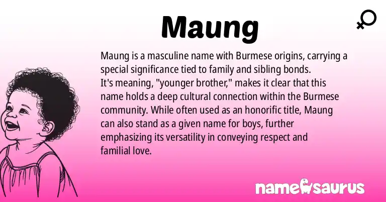 Infographic about Maung name meaning, Maung is a name from Burmese origin(s).