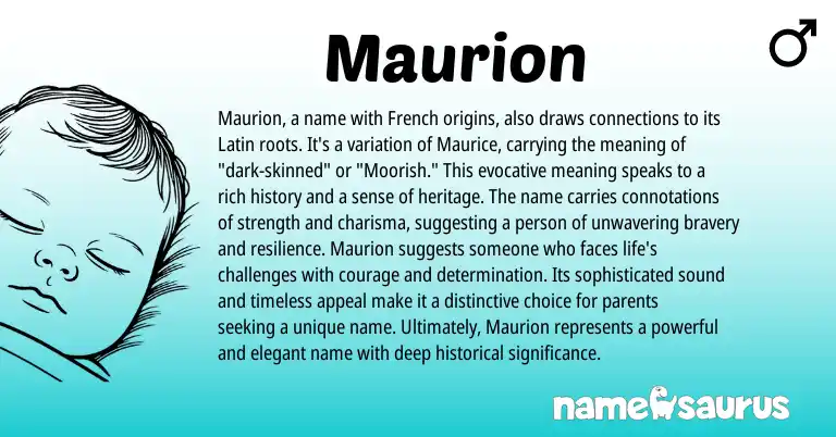 Infographic about Maurion name meaning, Maurion is a name from French origin(s).