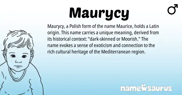 Infographic about Maurycy name meaning, Maurycy is a name from Polish, Latin origin(s).