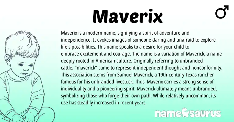 Infographic about Maverix name meaning, Maverix is a name from Other origin(s).