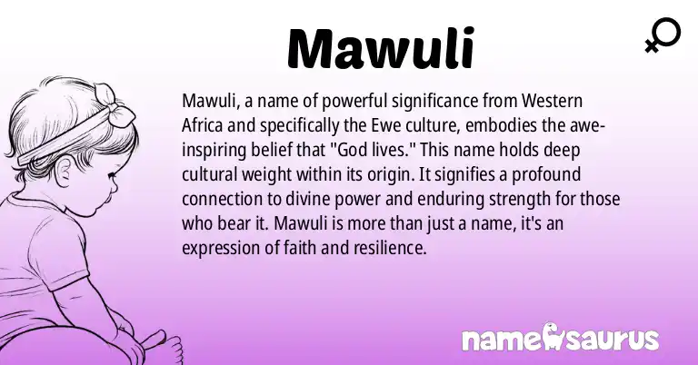 Infographic about Mawuli name meaning, Mawuli is a name from Western African, Ewe origin(s).