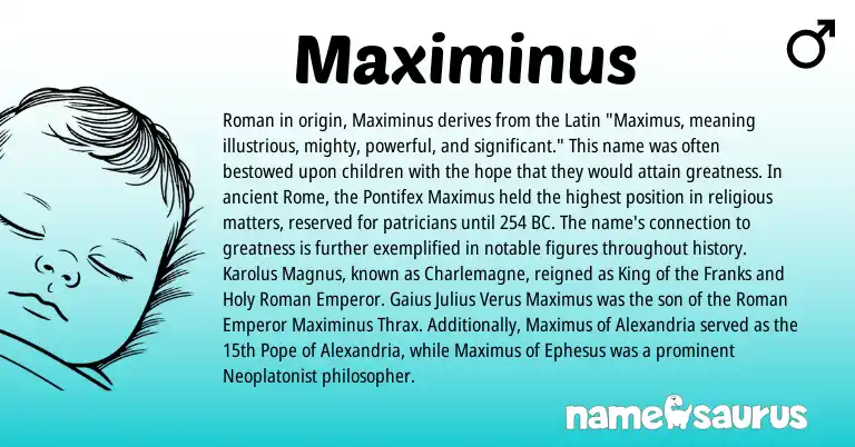 Infographic about Maximinus name meaning, Maximinus is a name from Roman, Latin origin(s).