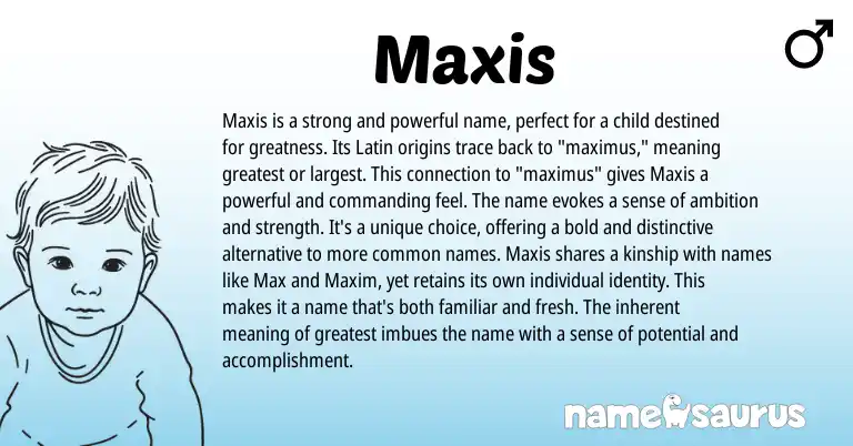 Infographic about Maxis name meaning, Maxis is a name from Latin origin(s).