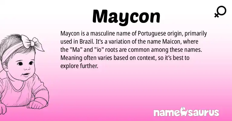 Infographic about Maycon name meaning, Maycon is a name from Portuguese (Brazilian) origin(s).