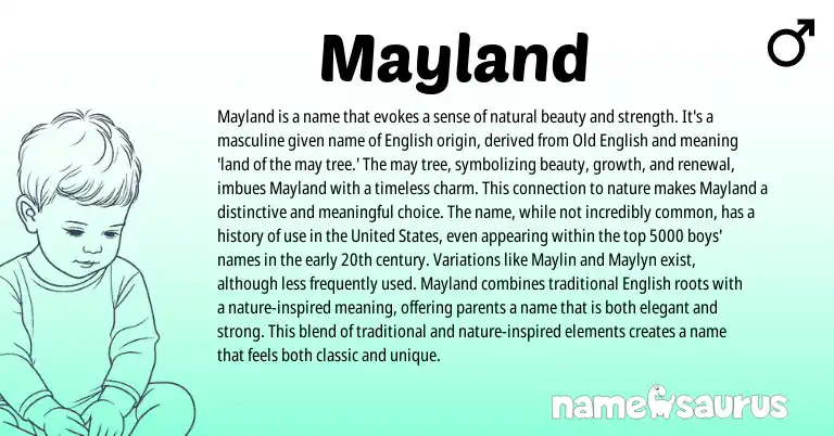 Infographic about Mayland name meaning, Mayland is a name from English origin(s).