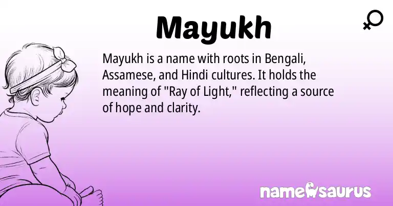 Infographic about Mayukh name meaning, Mayukh is a name from Bengali, Assamese, Hindi origin(s).