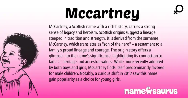 Infographic about Mccartney name meaning, Mccartney is a name from Scottish origin(s).