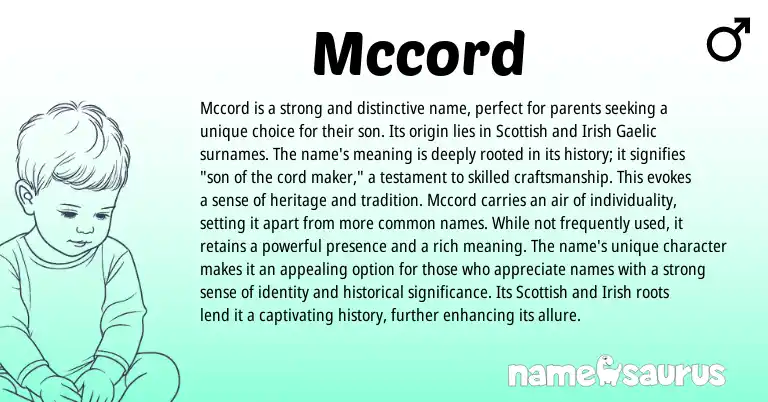 Infographic about Mccord name meaning, Mccord is a name from Scottish origin(s).
