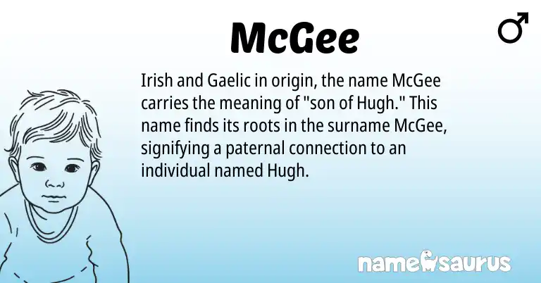 Infographic about McGee name meaning, McGee is a name from Irish, Gaelic origin(s).