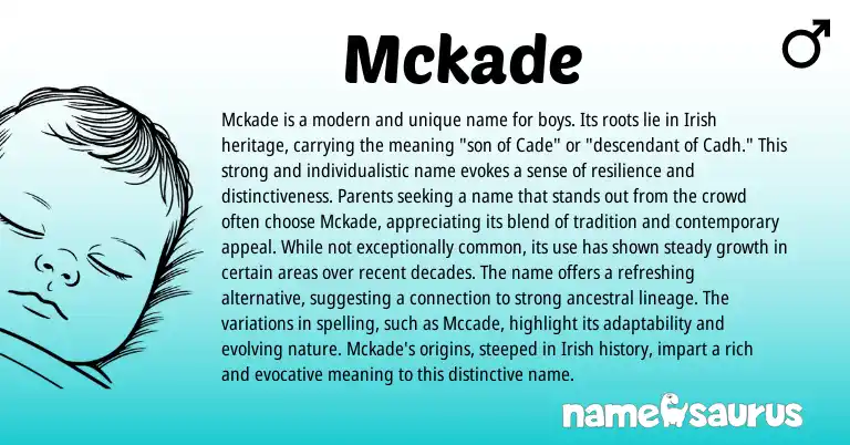 Infographic about Mckade name meaning, Mckade is a name from Scottish, Irish origin(s).