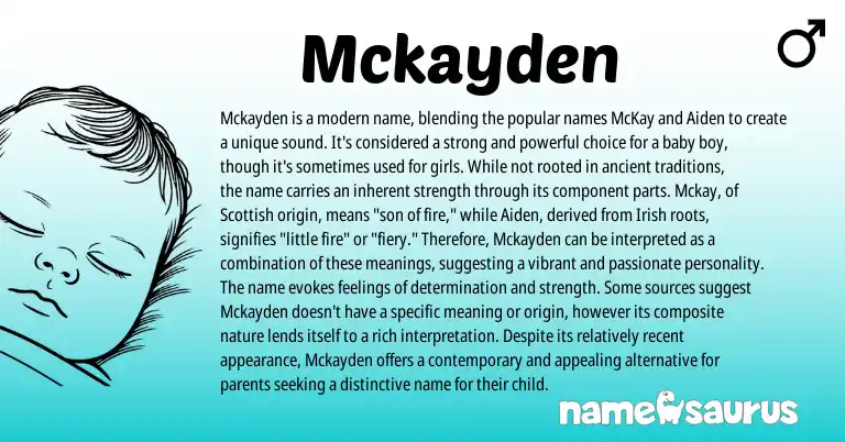 Infographic about Mckayden name meaning, Mckayden is a name from Scottish, Irish, American origin(s).