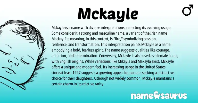 Infographic about Mckayle name meaning, Mckayle is a name from Irish origin(s).