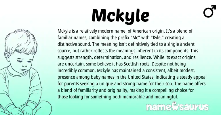 Infographic about Mckyle name meaning, Mckyle is a name from American origin(s).