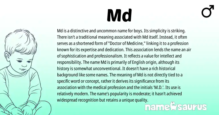 Infographic about Md name meaning, Md is a name from English origin(s).